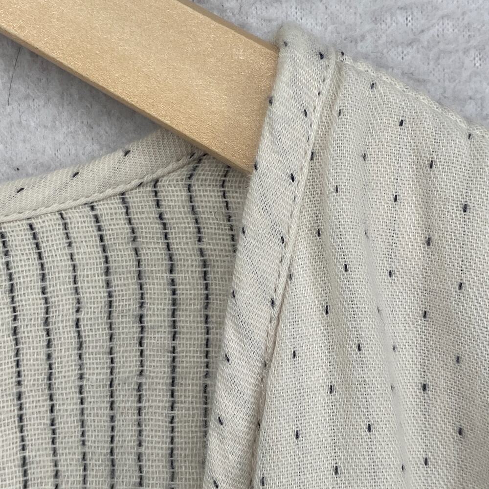 Eileen Fisher Jacket XL Reversible Organic Cotton Open Front Polka Stripe Beige - Picture 10 of 14
